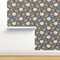 Arts And Crafts Antique Graphic Hand Drawn Flowers Victorian Renaissance Baroque Blue Beige Custom Removable Wallpaper by Spoonflower Peel & Stick Wallpaper 2FT Wide